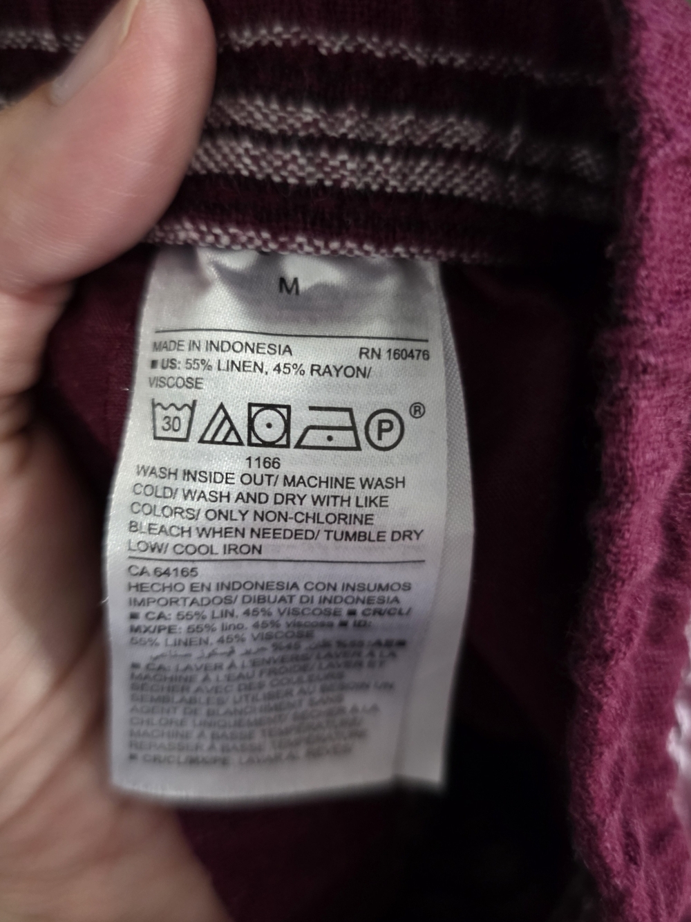 Old Navy Burgundy Striped Linen Blend Wide Leg Pull-On Pants Size M - Picture 10 of 10